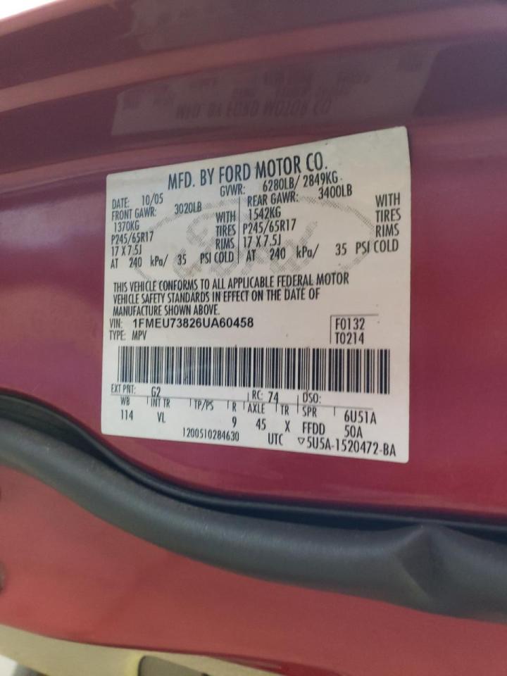 Photo 10 from auction – 2006 FORD EXPLORER X with VIN 1FMEU73826UA60458