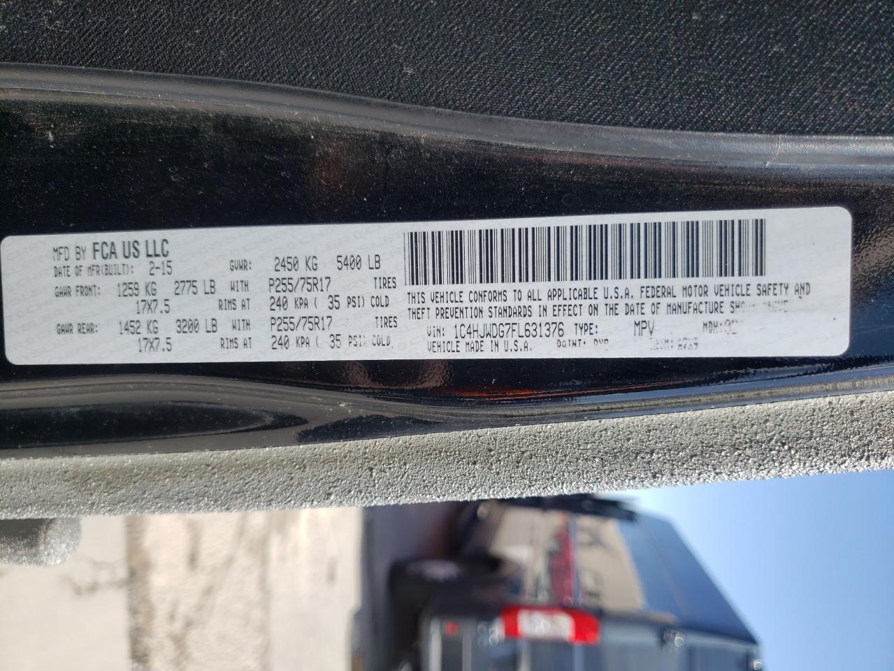 Photo 10 from auction – 2015 JEEP WRANGLER U with VIN 1C4HJWDG7FL631376