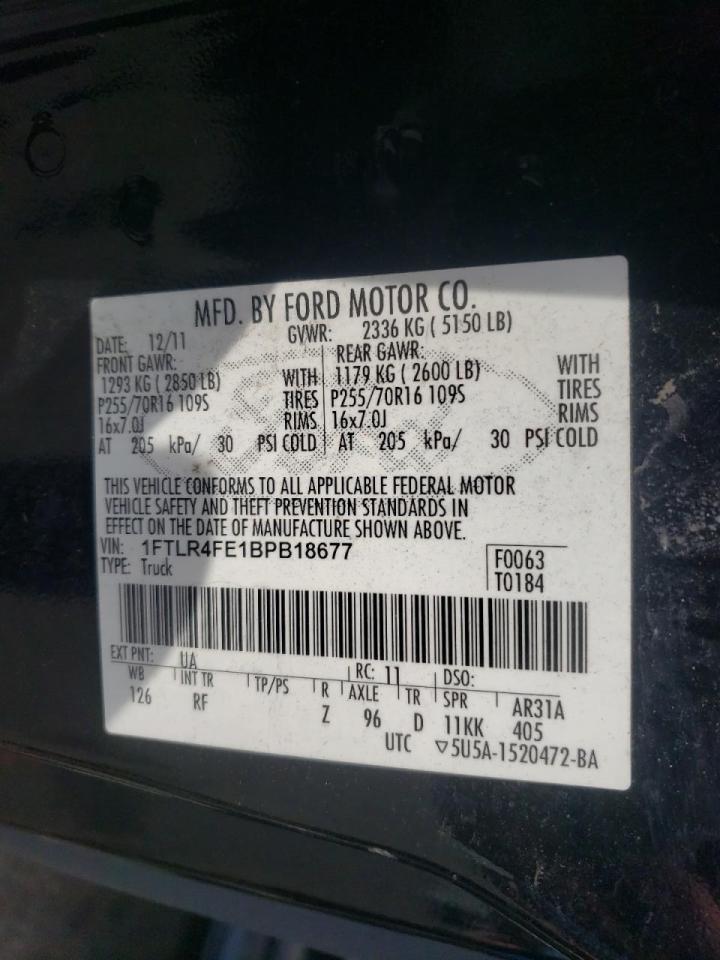 Photo 10 from auction – 2011 FORD RANGER SUP with VIN 1FTLR4FE1BPB18677