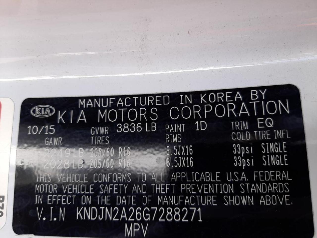 Photo 10 from auction – 2016 KIA SOUL with VIN KNDJN2A26G7288271