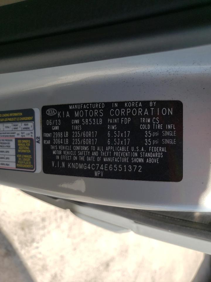 Photo 10 from auction – 2014 KIA SEDONA LX with VIN KNDMG4C74E6551372