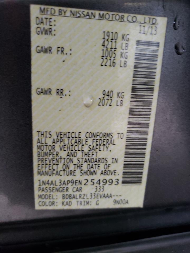 Photo 10 from auction – 2014 NISSAN ALTIMA 2.5 with VIN 1N4AL3AP9EN254993