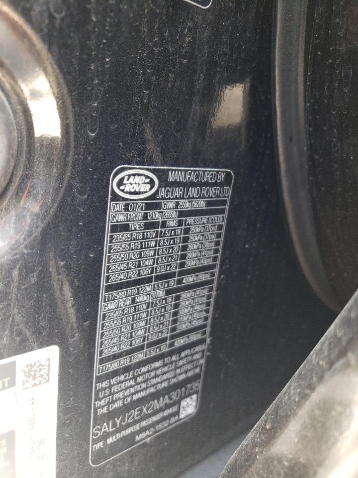 Photo 10 from auction – 2021 LAND ROVER RANGE ROVE with VIN SALYJ2EX2MA301735