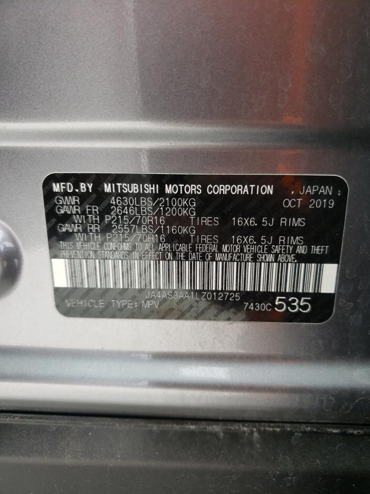 Photo 10 from auction – 2020 MITSUBISHI ECLIPSE CR with VIN JA4AS3AA1LZ012725