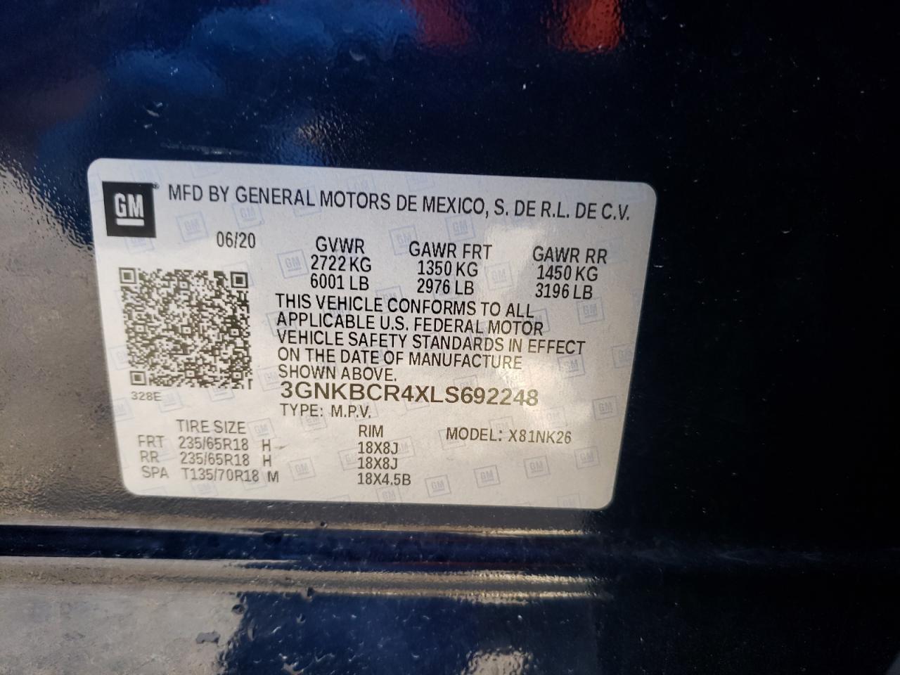 Photo 10 from auction – 2020 CHEVROLET BLAZER 2LT with VIN 3GNKBCR4XLS692248