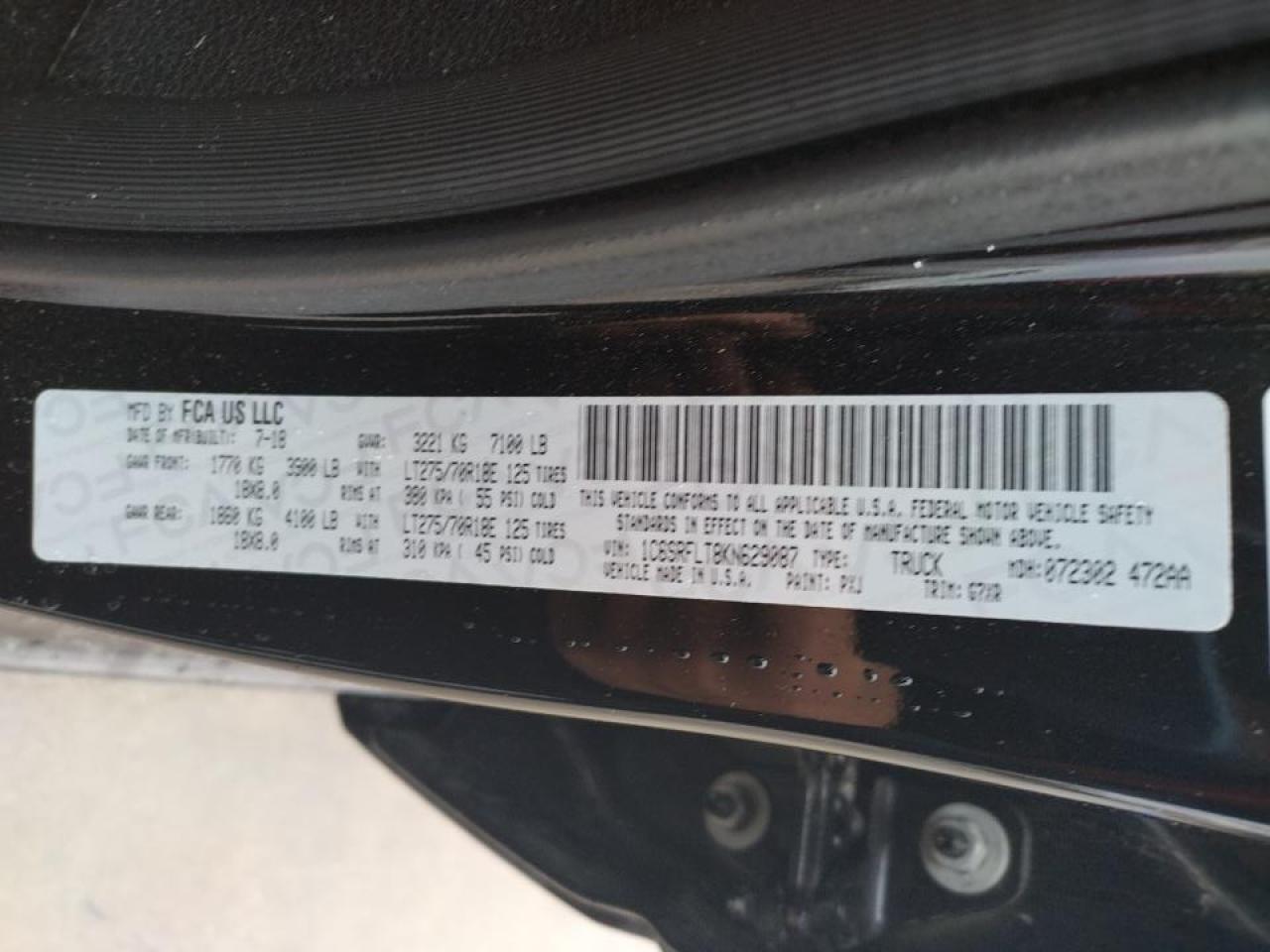 Photo 10 from auction – 2019 RAM 1500 REBEL with VIN 1C6SRFLT8KN629087