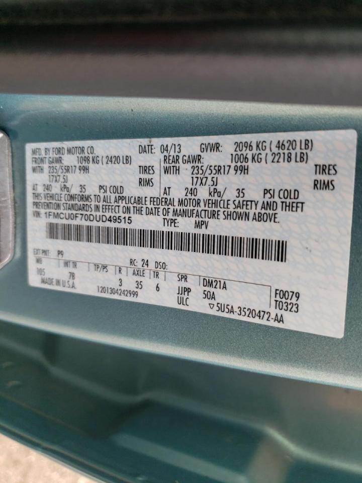 Photo 10 from auction – 2013 FORD ESCAPE with VIN 1FMCU0F70DUD49515