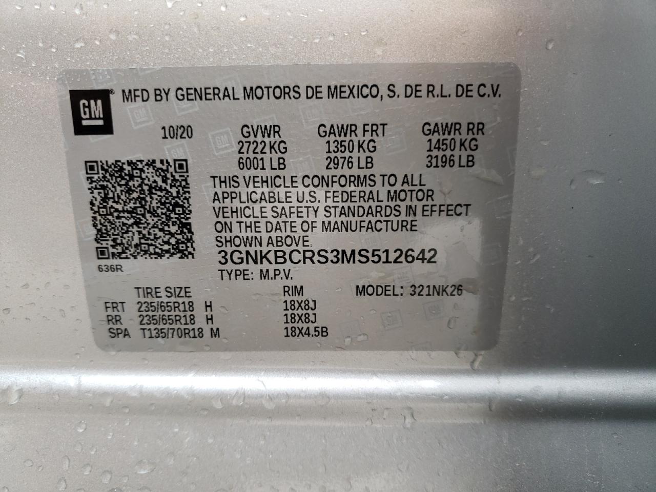 Photo 10 from auction – 2021 CHEVROLET BLAZER 2LT with VIN 3GNKBCRS3MS512642