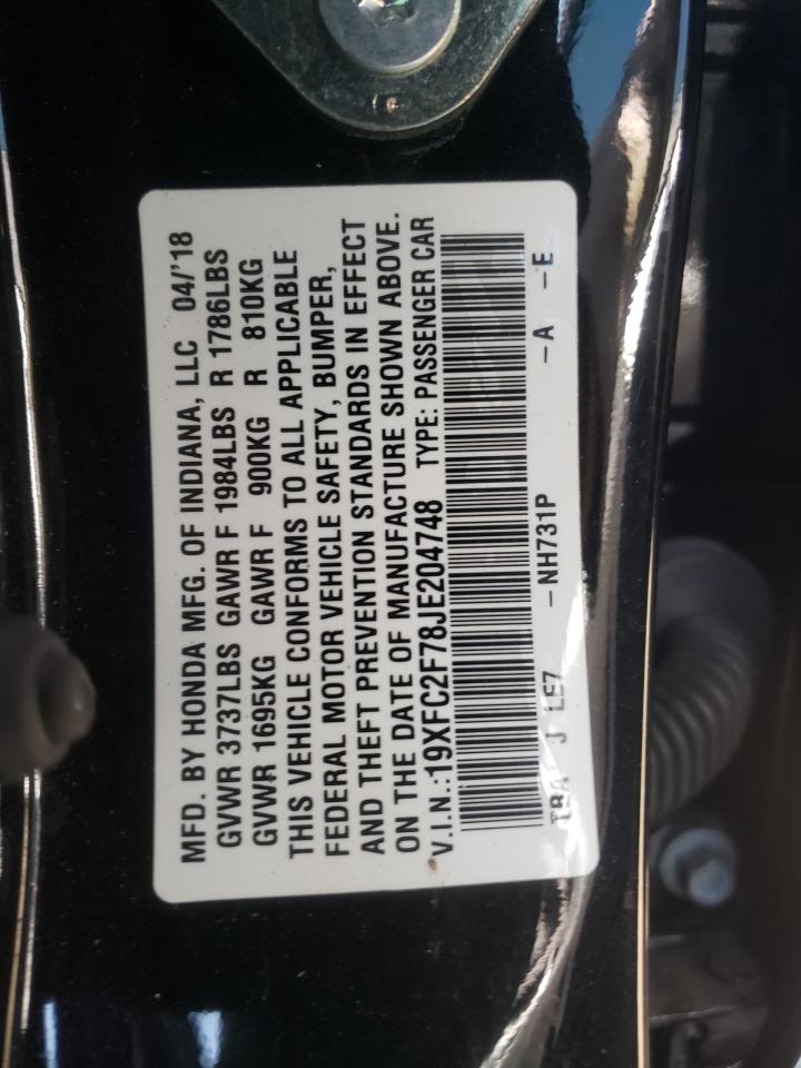 Photo 10 from auction – 2018 HONDA CIVIC EX with VIN 19XFC2F78JE204748
