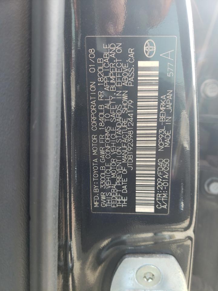 Photo 10 from auction – 2008 TOYOTA YARIS with VIN JTDBT923981244179