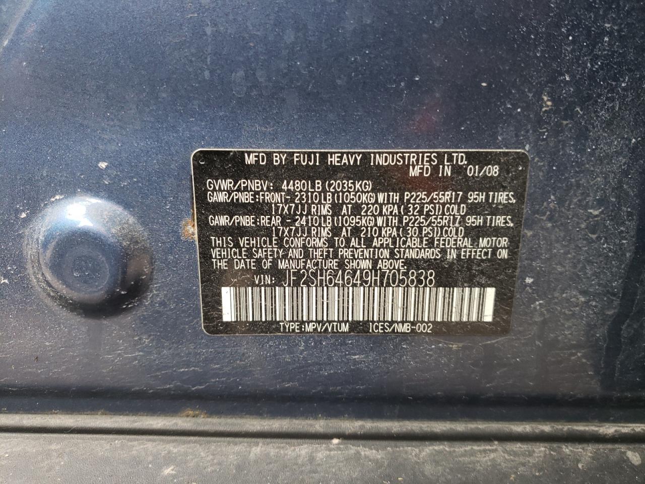 صورة رقم 10 من المزاد - 2009 SUBARU FORESTER 2 مع VIN JF2SH64649H705838