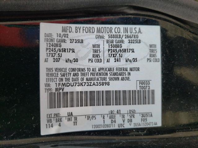 Photo 10 from auction – 2003 FORD EXPLORER X with VIN 1FMDU73K73ZA35898