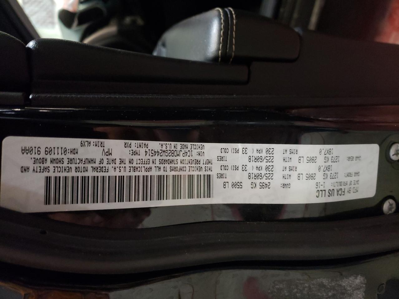 Photo 10 from auction – 2016 JEEP CHEROKEE L with VIN 1C4PJMDB2GW244514
