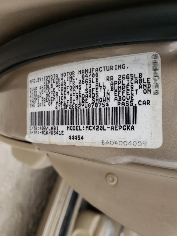 Photo 10 from auction – 2000 TOYOTA AVALON XL with VIN 4T1BF28B2YU070754