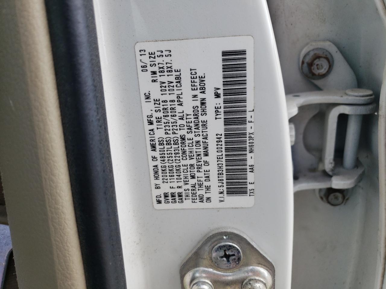 Photo 10 from auction – 2014 ACURA RDX with VIN 5J8TB3H37EL002942