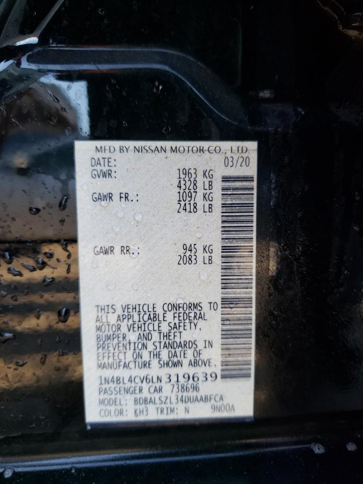 Photo 10 from auction – 2020 NISSAN ALTIMA SR with VIN 1N4BL4CV6LN319639