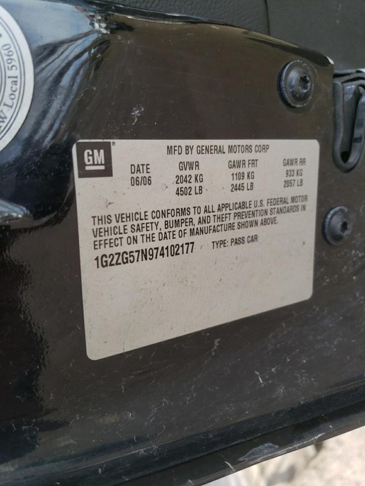 Photo 10 from auction – 2007 PONTIAC G6 BASE with VIN 1G2ZG57N974102177