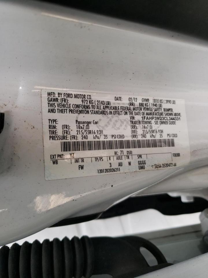 Photo 20 from auction – 2012 FORD FOCUS SEL with VIN 1FAHP3M23CL344331