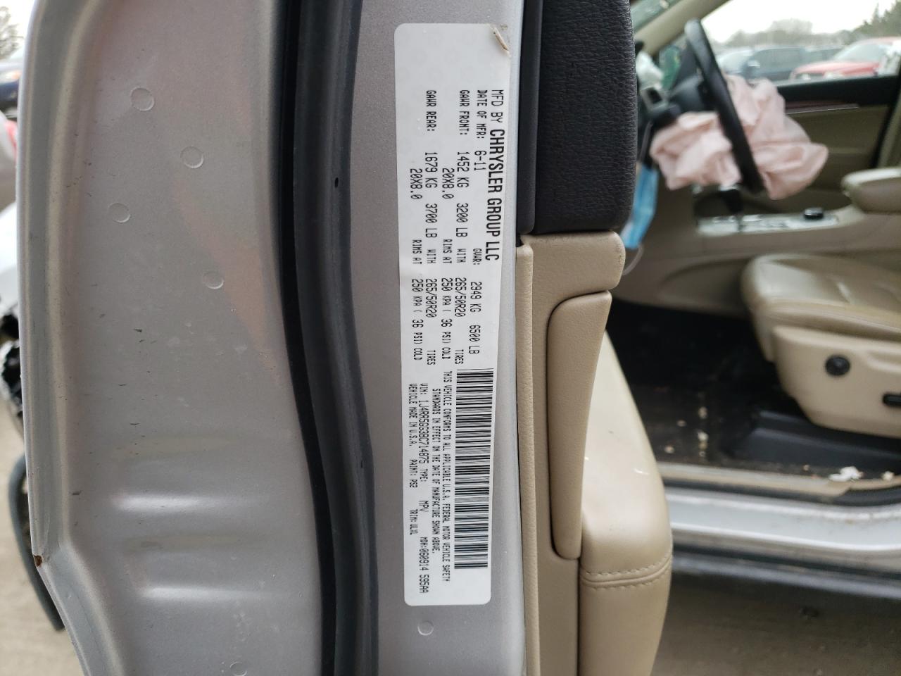 Photo 10 from auction – 2011 JEEP GRAND CHER with VIN 1J4RR5GG3BC714875