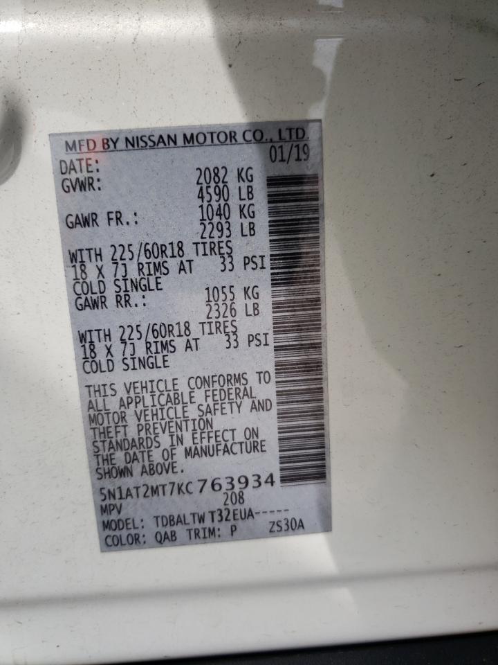 Photo 10 from auction – 2019 NISSAN ROGUE S with VIN 5N1AT2MT7KC763934