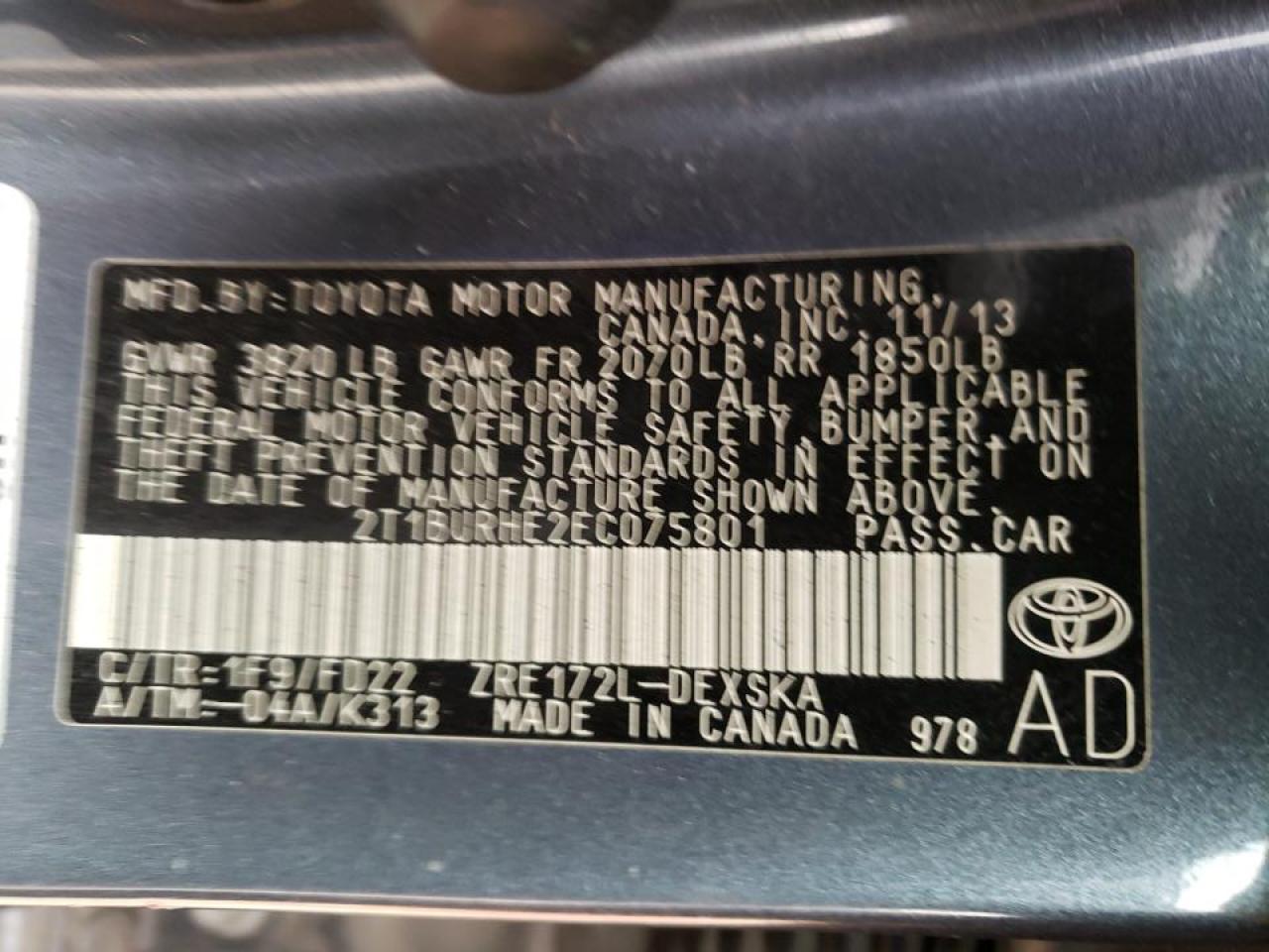 Фото 10 с аукциона – 2014 TOYOTA COROLLA L с VIN 2T1BURHE2EC075801