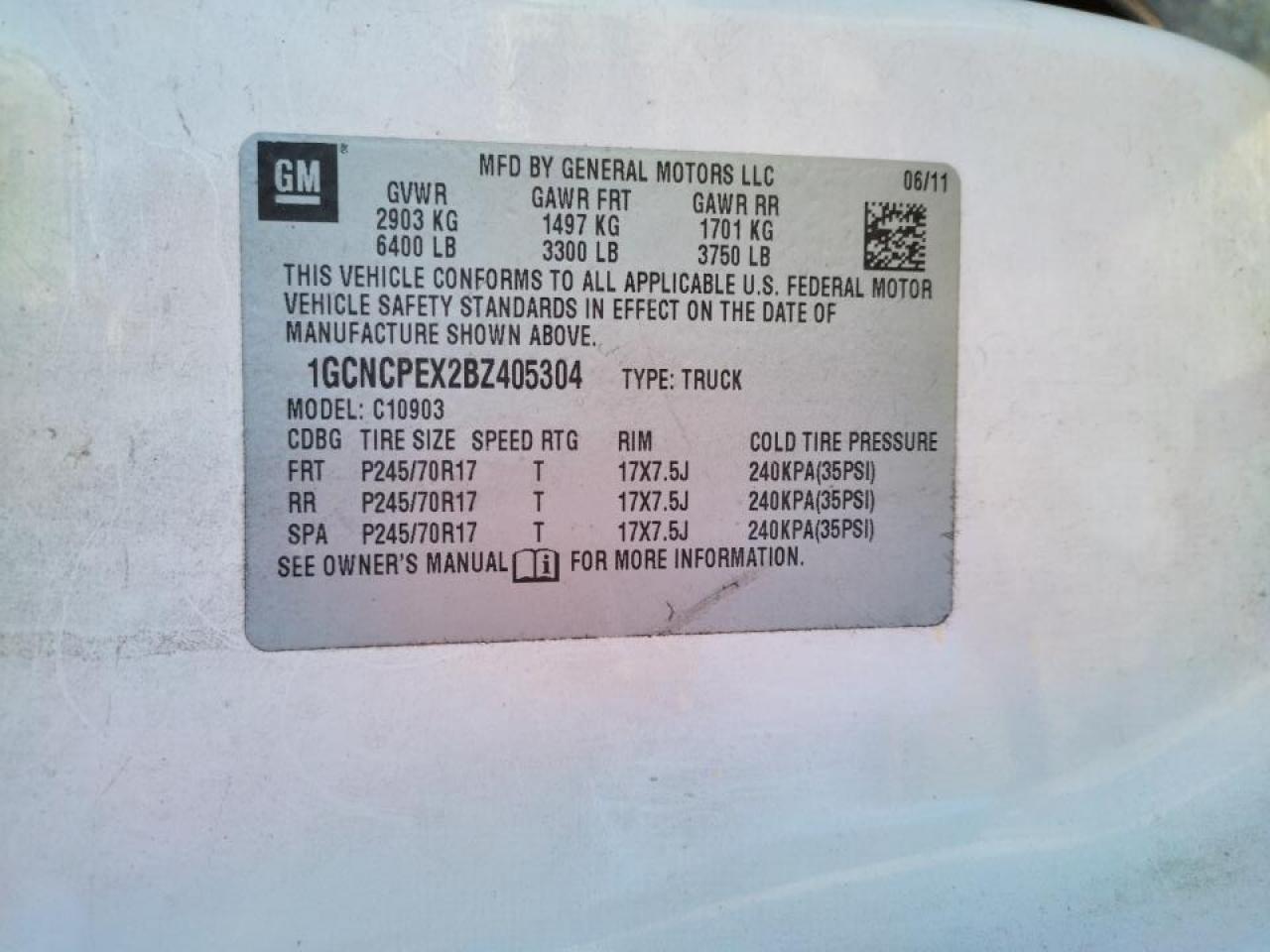 Photo 10 from auction – 2011 CHEVROLET SILVERADO with VIN 1GCNCPEX2BZ405304