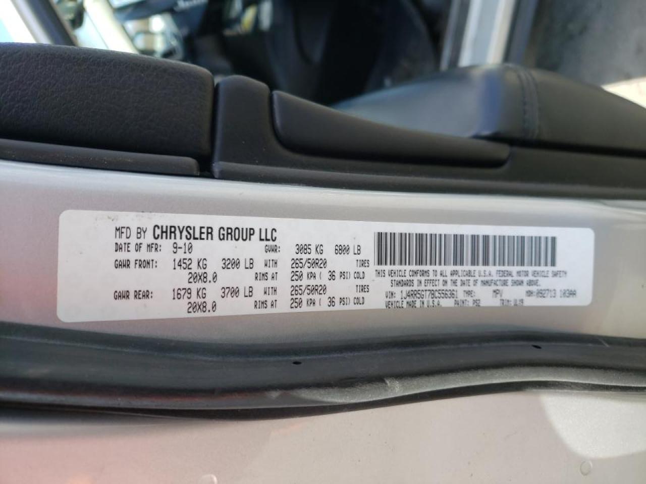 Zdjęcie 10 z aukcji – 2011 JEEP GRAND CHER z VIN 1J4RR5GT7BC556361