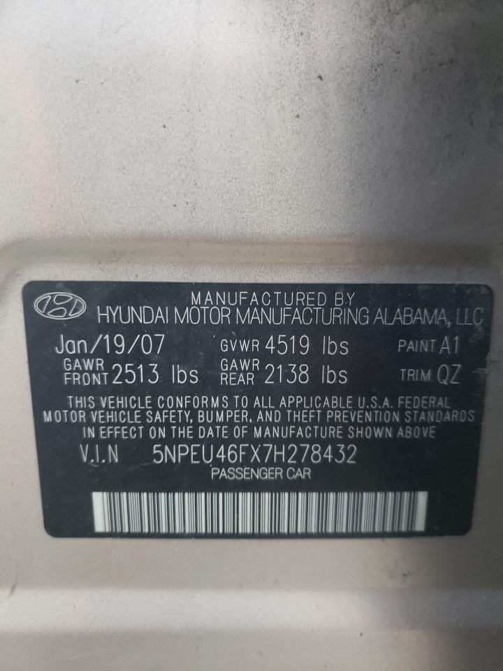 Photo 10 from auction – 2007 HYUNDAI SONATA SE with VIN 5NPEU46FX7H278432