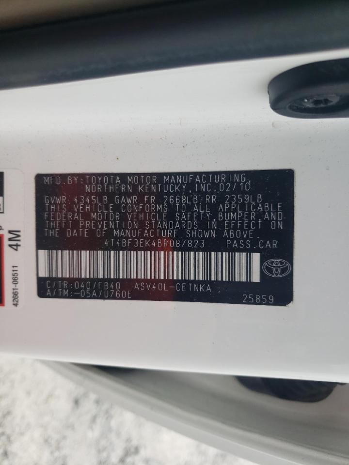 Photo 10 from auction – 2011 TOYOTA CAMRY BASE with VIN 4T4BF3EK4BR087823