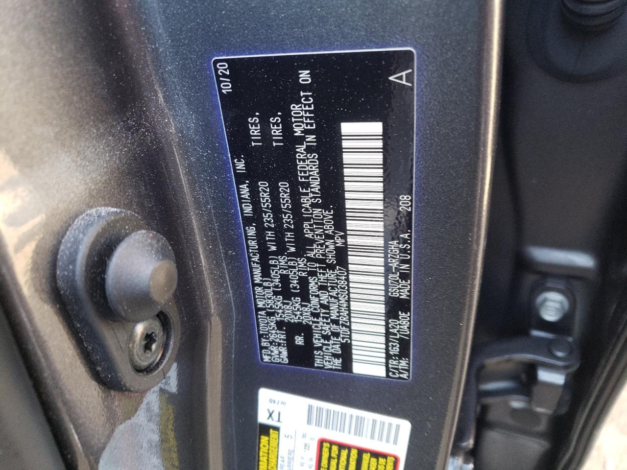 صورة رقم 10 من المزاد - 2021 TOYOTA HIGHLANDER مع VIN 5TDFZRAH4MS038407