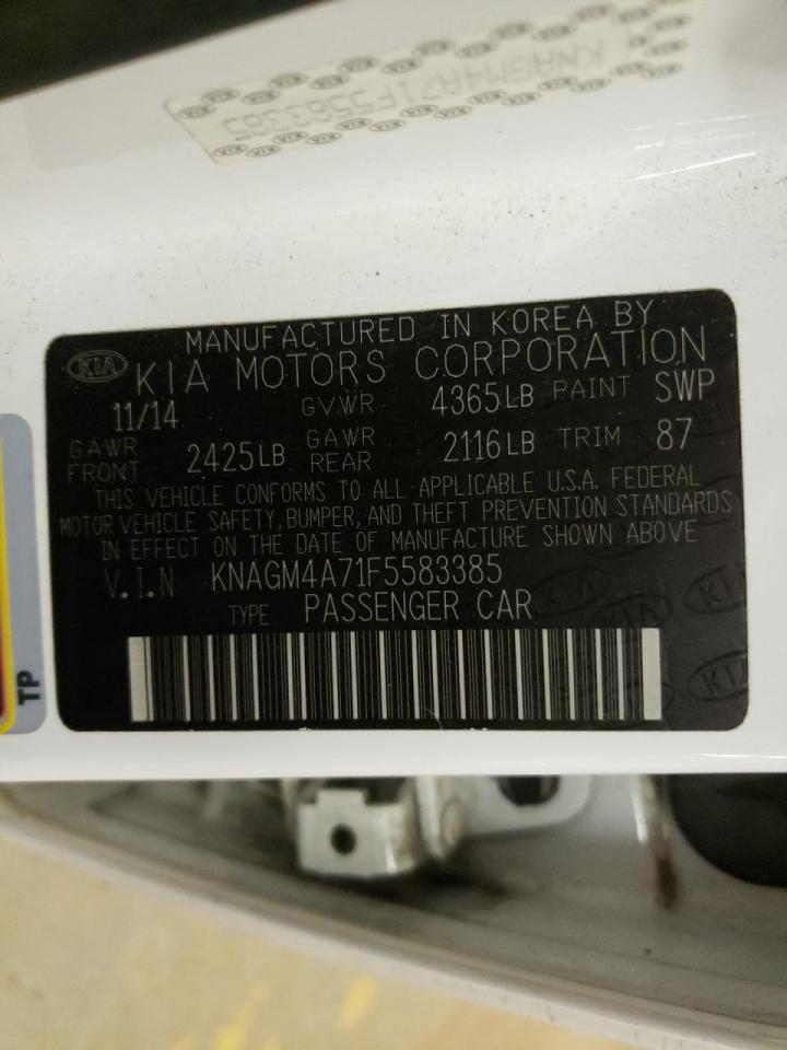 Photo 10 from auction – 2015 KIA OPTIMA LX with VIN KNAGM4A71F5583385