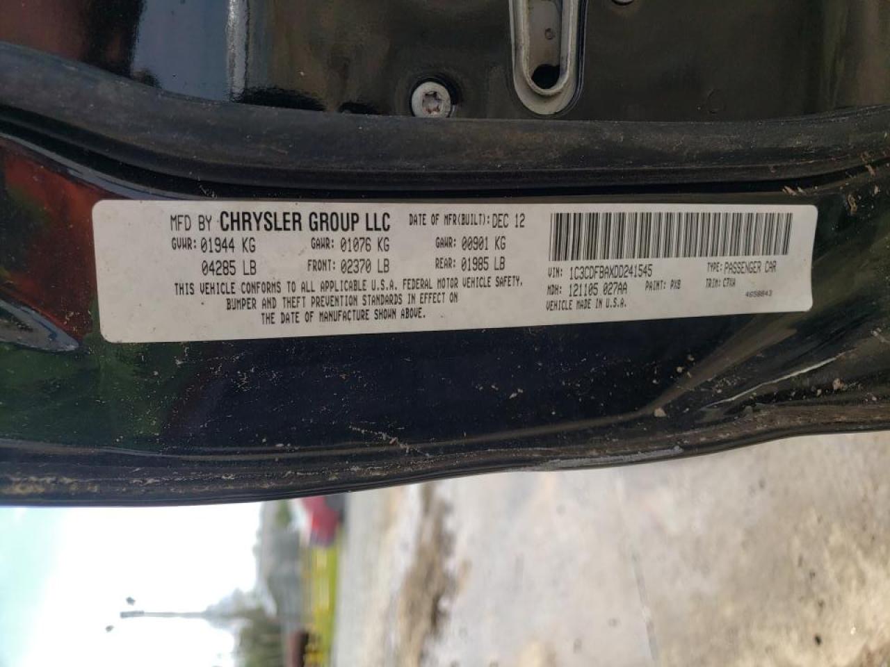Photo 10 from auction – 2013 DODGE DART SXT with VIN 1C3CDFBAXDD241545