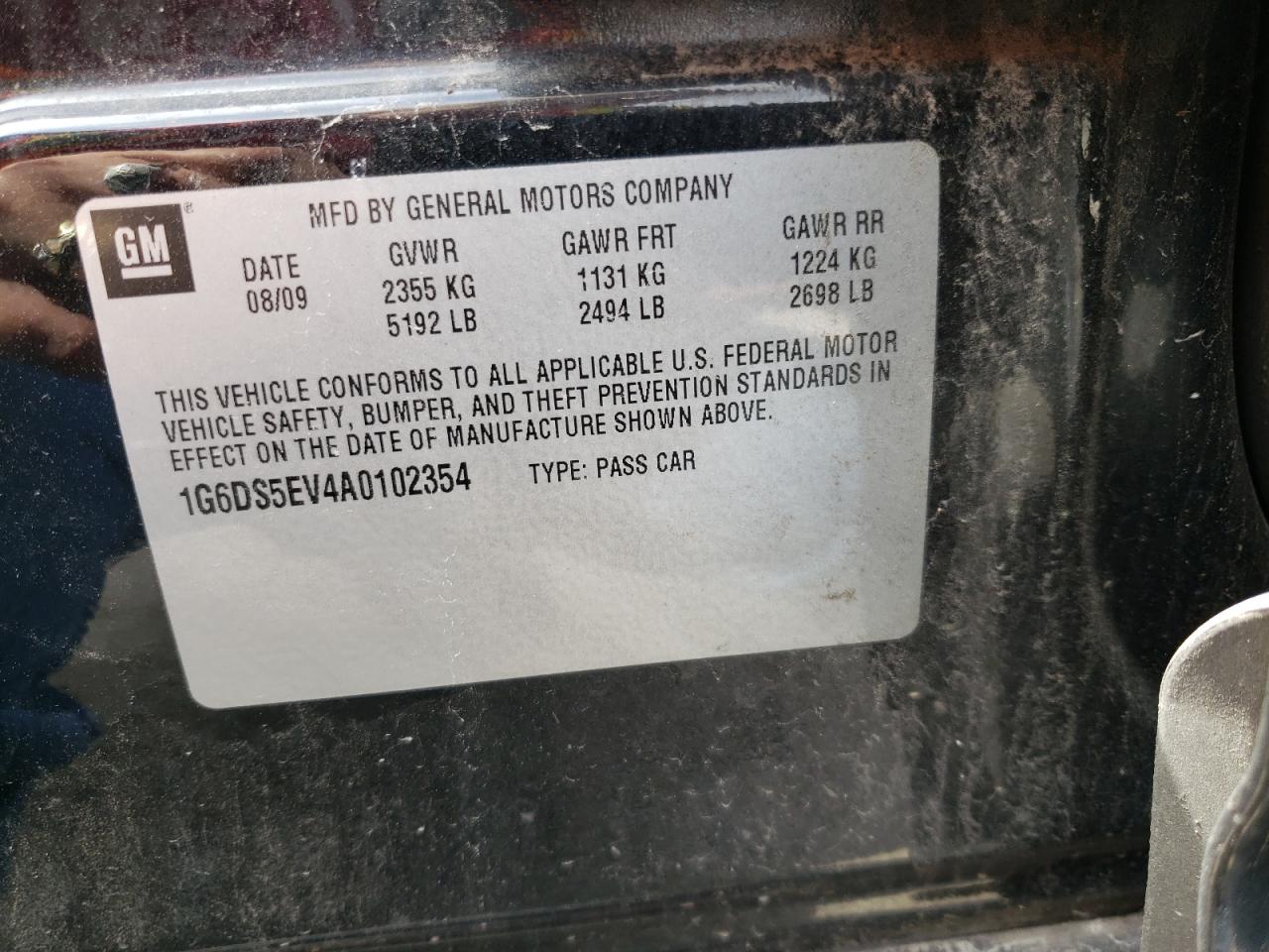 Photo 10 from auction – 2010 CADILLAC CTS PREMIU with VIN 1G6DS5EV4A0102354
