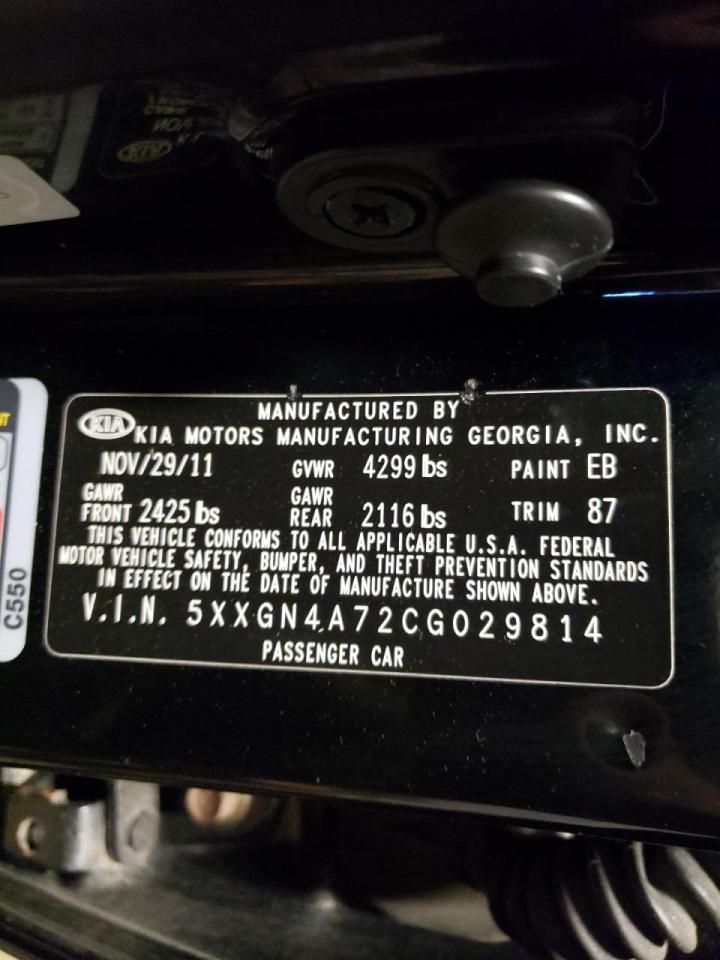 Photo 10 from auction – 2012 KIA OPTIMA EX with VIN 5XXGN4A72CG029814