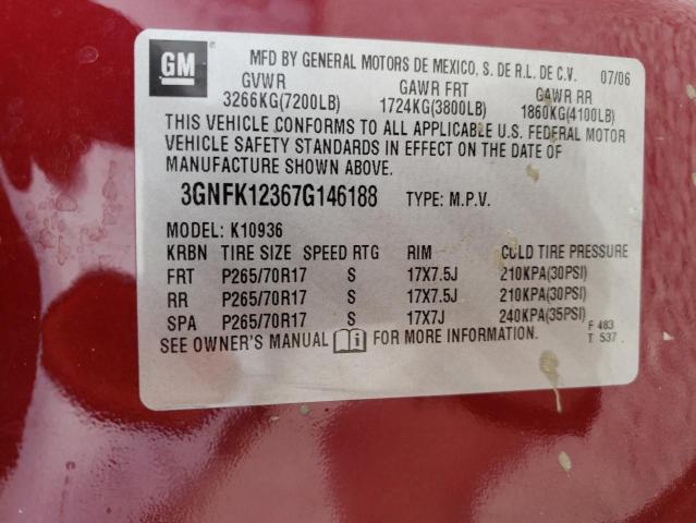 Photo 10 from auction – 2007 CHEVROLET AVALANCHE with VIN 3GNFK12367G146188