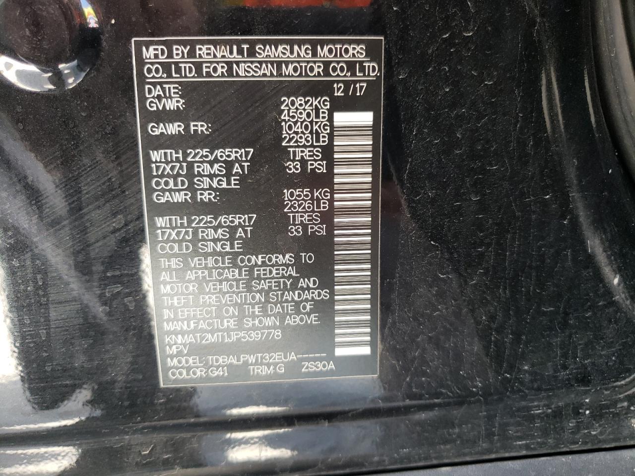 Photo 10 from auction – 2018 NISSAN ROGUE S with VIN KNMAT2MT1JP539778