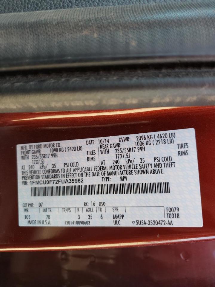 Photo 10 from auction – 2015 FORD ESCAPE S with VIN 1FMCU0F72FUA35982