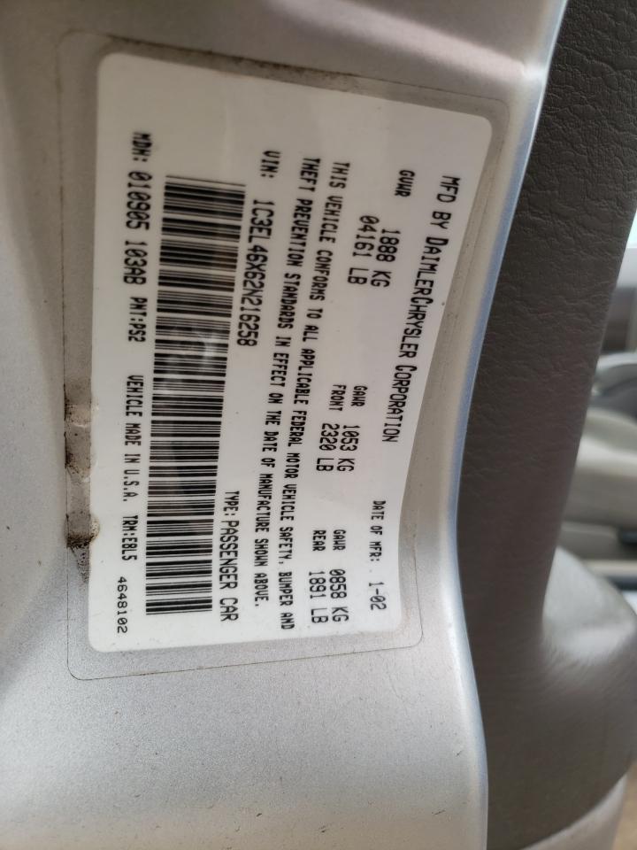 Photo 10 from auction – 2002 CHRYSLER SEBRING LX with VIN 1C3EL46X62N216258