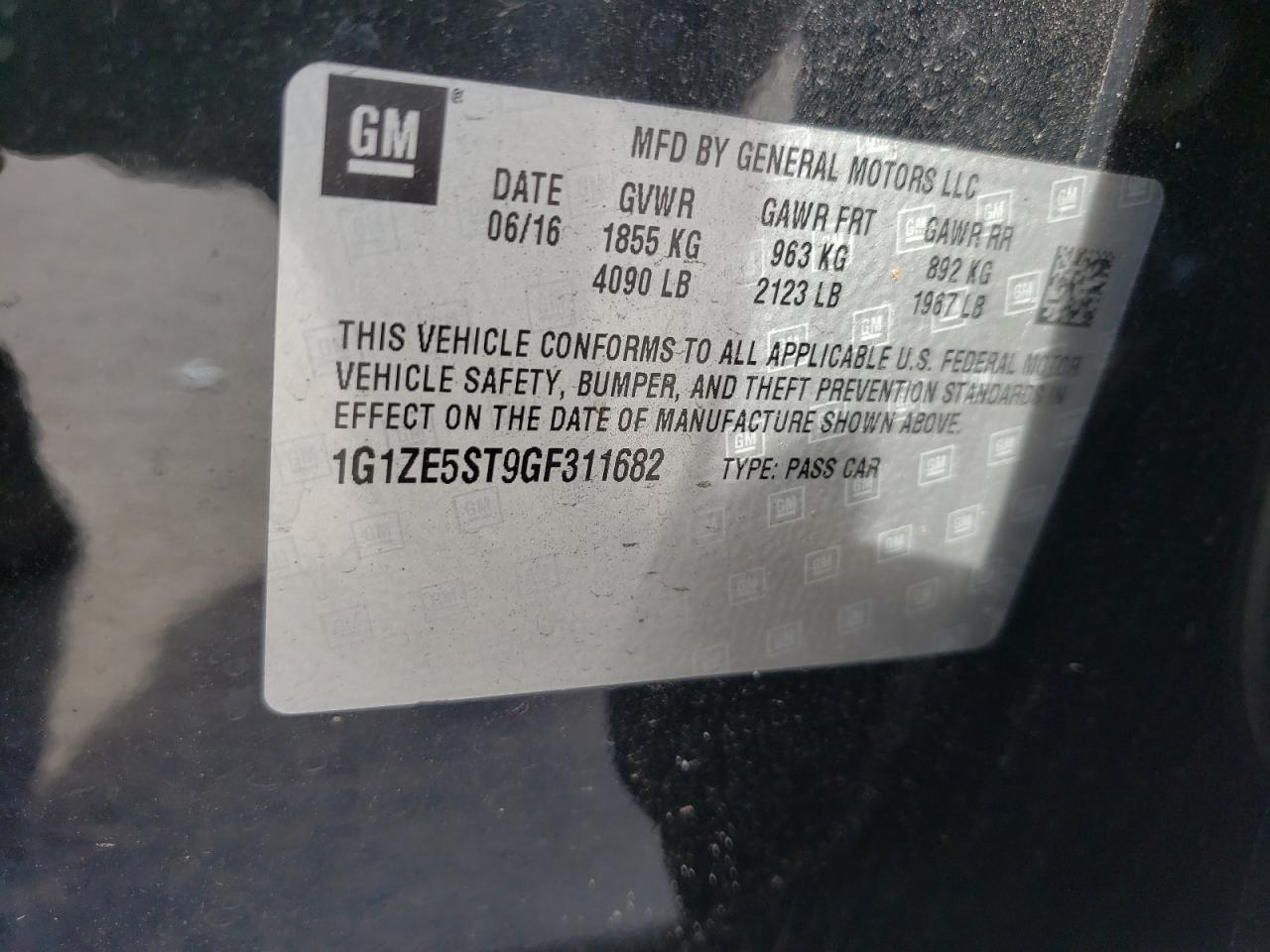 Photo 10 from auction – 2016 CHEVROLET MALIBU LT with VIN 1G1ZE5ST9GF311682