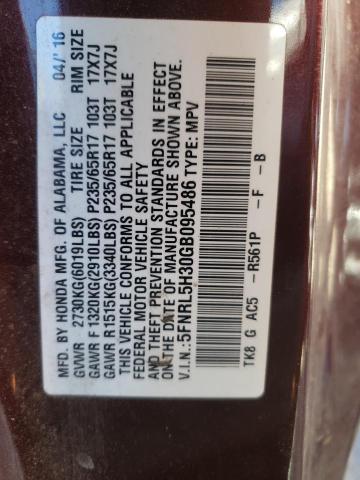 Photo 10 from auction – 2016 HONDA ODYSSEY SE with VIN 5FNRL5H30GB095486