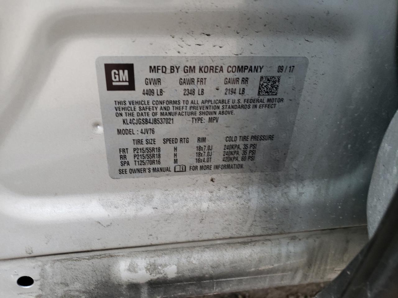 Photo 10 from auction – 2018 BUICK ENCORE ESS with VIN KL4CJGSB4JB537021