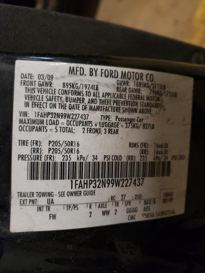 Photo 10 from auction – 2009 FORD FOCUS SE with VIN 1FAHP32N99W227437