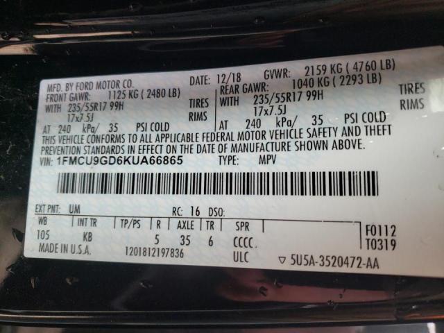 Photo 10 from auction – 2019 FORD ESCAPE SE with VIN 1FMCU9GD6KUA66865