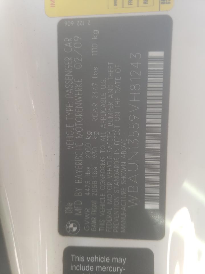 Photo 10 from auction – 2009 BMW 128 I with VIN WBAUN13559VH81243