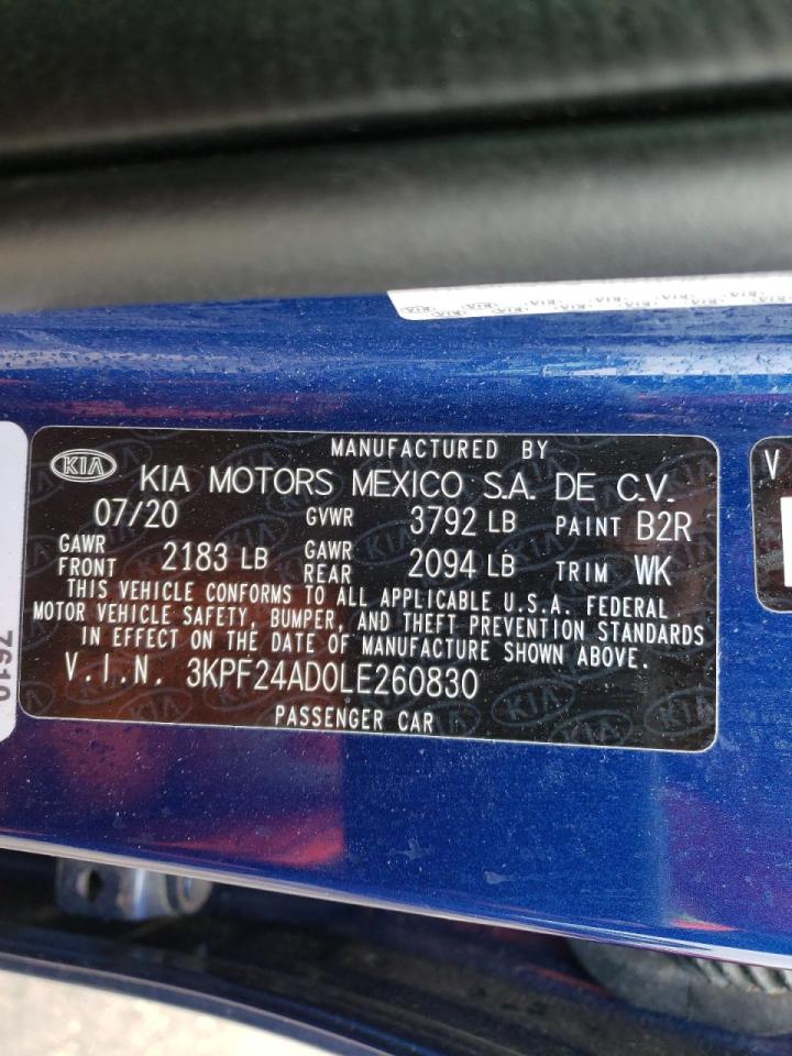Photo 10 from auction – 2020 KIA FORTE FE with VIN 3KPF24AD0LE260830