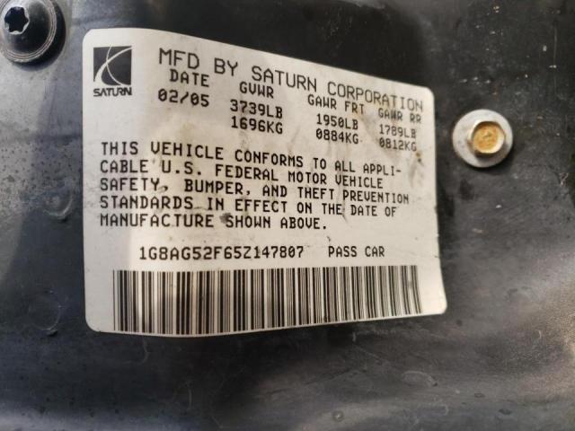 Photo 10 from auction – 2005 SATURN ION LEVEL with VIN 1G8AG52F65Z147807