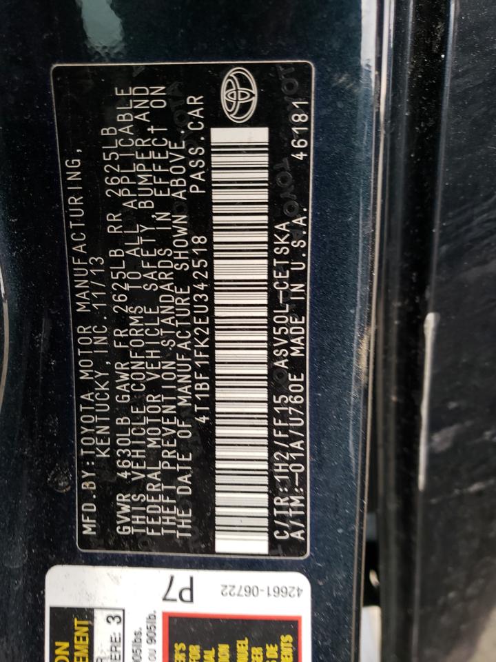 Photo 10 from auction – 2014 TOYOTA CAMRY L with VIN 4T1BF1FK2EU342518