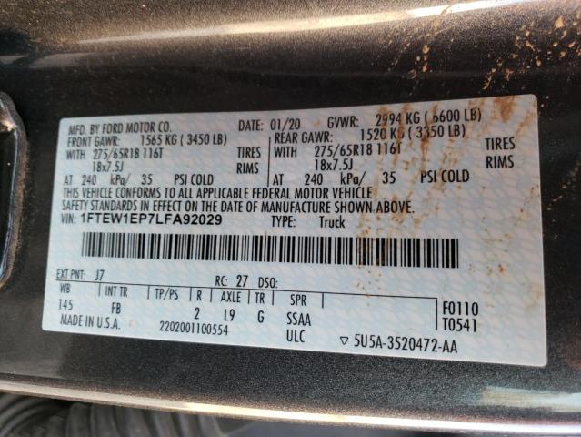 Photo 10 from auction – 2020 FORD F150 SUPER with VIN 1FTEW1EP7LFA92029