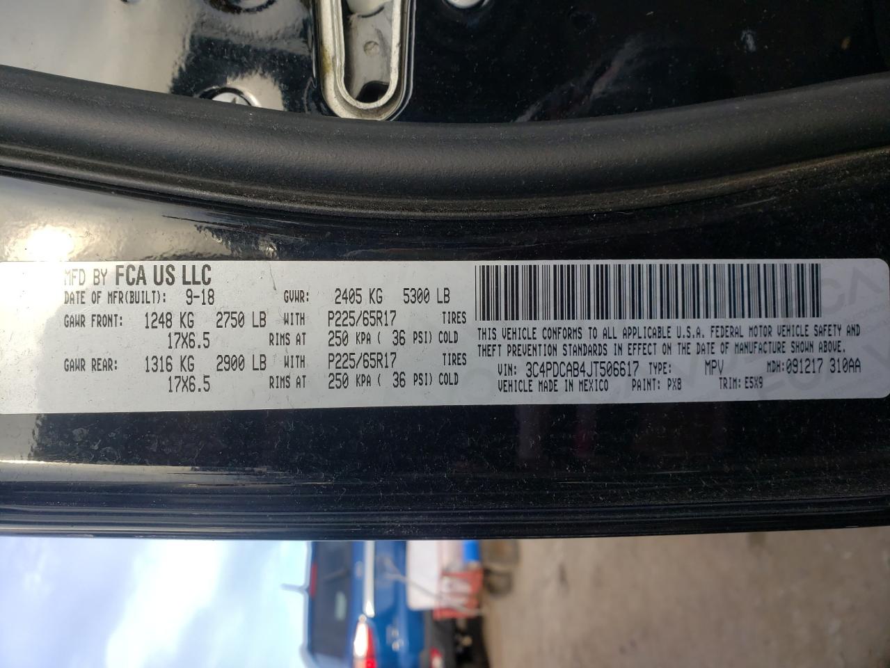 Photo 10 from auction – 2018 DODGE JOURNEY SE with VIN 3C4PDCAB4JT506617