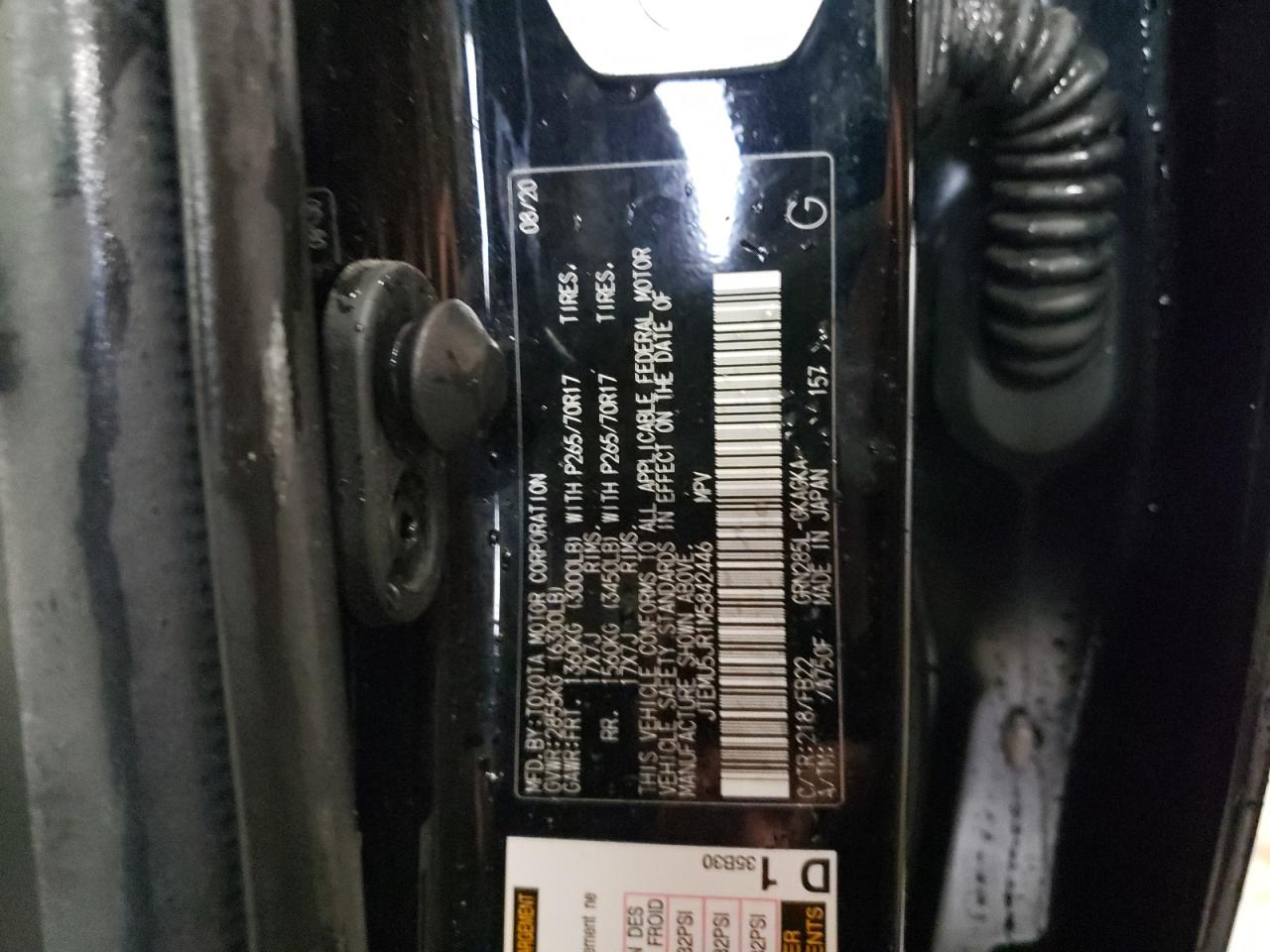 Photo 10 from auction – 2021 TOYOTA 4RUNNER SR with VIN JTEMU5JR1M5842446